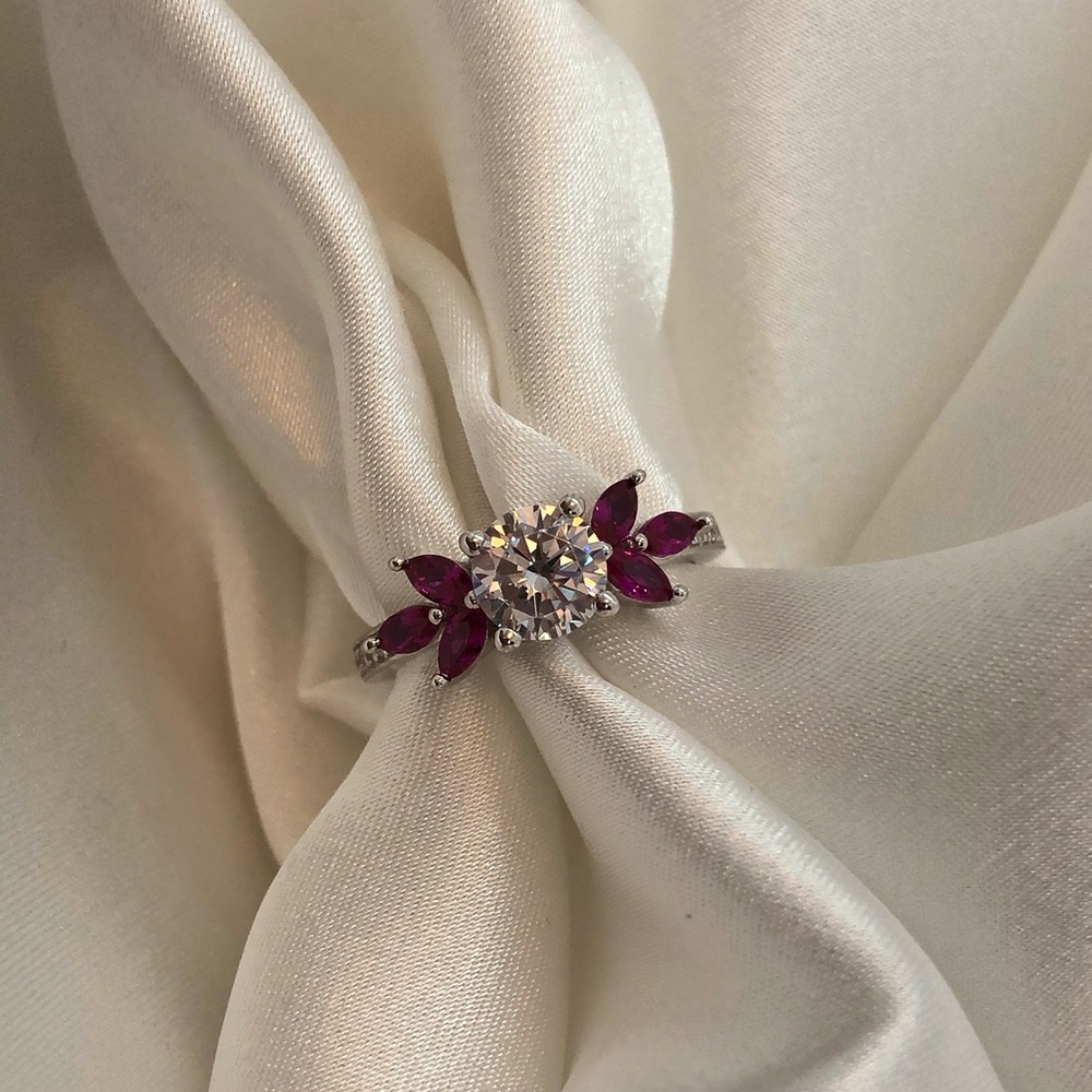 🆕925 Sterling Silver Delicate Flowers Leaves Ring
